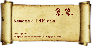Nemcsek Mária névjegykártya